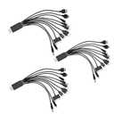 3Pcs Black 10 in 1 Universal USB Cable, Multiple Universal Charging Cable for Cell Phones Bluetooth Earphone Speaker Adapter Cable, 20cm Data Cable Cables and Inter connects USB Cables
