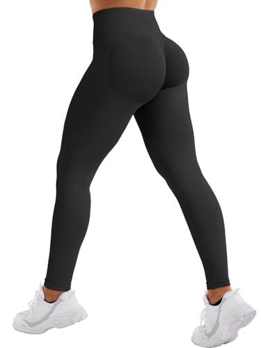 YEOREO SoftHue Hidden Scrunch Butt Workout Leggings for Women Lifting Seamless Mid Low Waist 25" Gym Fitness Yoga Pants with Tummy Control Black-XS