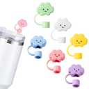 Amrules 6Pcs Straw Covers Cap Toppers, 0.4in /10mm Straws Cap for 20&30&40oz Tumbler Drinking Cup with Handle, Reusable Cute Silicone Tips Lids Protectors for Water Bottle Accessories, Cloud Shape,Pack Of 7