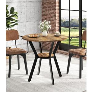 31.5" Round Kitchen Table for 2-4, Rustic Wood Circle Table with Storage | Small Round Dining Table,, Metal Legs, Compact Dining Room Table, Kitchen, Cafe, Apartment,Small Space