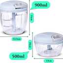 Manual Vegetable Chopper & Food Processor  Compact Hand-Powered Blender for Onions, Garlic, Fruits & More, Detachable Kitchen Gadget for Quick & Easy Prep - (Blue) (500ml)