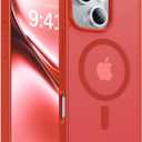 Magnetic for iPhone 14 Case/iPhone 13 Case,[Compatible with MagSafe][Military-Grade Drop Protection][Anti-Yellowing] Shockproof Translucent Matte Cover for iPhone 14/13 Phone Case,Red