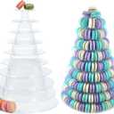 10 Tiers Round Macaron Tower Stand Plastic Transparent Cake Stand Macaron Display Rack Desserts Cupcake Holder Platter for Baby Shower, Birthday Party, Wedding, Party Decor