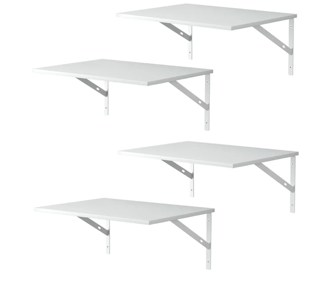 Deep Floating Wall Shelves - 3 Sets of 12x16 Inch Wide White Wood Shelves for Bathroom, Bedroom, Kitchen, Living Room