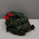 Set of 3 Artificial Pre-Lit Balsam Pine Christmas Wreaths with Red Bows, 16 Inches, Battery Operated with Timers