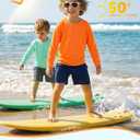 Boys Toddler Long Sleeve Rash Guard UPF 50+ Sun Shirt Kids UV Protection Swim Shirt Relaxed Fit Athletic Top (Orange) size 4T