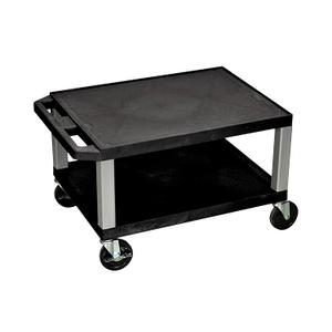 Luxor WT16-N 16"H AV Cart - Two Shelves - Nickel Legs, Multipurpose Storage for Video Projector, TV, Laptop, Computer, Printer Stand, 24"W x 18"D x 16"H