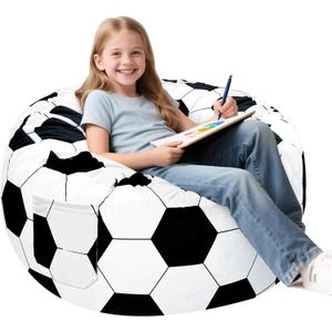 Jorbest Soccer Bean Bag Chair for Kids and Teens, Memory Foam Bean Bag Chairs with Washable Velvet Cover, Soccer Bean Bag Sofa for Lounging, Gaming, Reading, Sports Room Decor, X-Large 30" W x 18" H