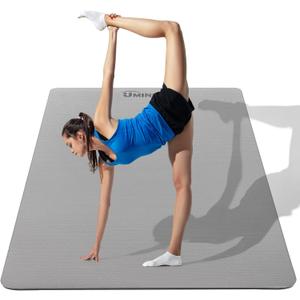 UMINEUX Large Yoga Mat for Men and Women 1/4 & 2/5 Inch Extra Thick TPE Fitness Mat for Home Gym Workout, Non-Slip, Eco Friendly Exercise Mat for Yoga, Pilates, Stretching, Meditation (Wind Dove & Jet Black)