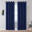 DUALIFE Navy Blue Blackout Curtains 84 Inch Length for Bedroom Thermal Insulated Blue Solid Window Drapes with Grommet Curtains Panels for Living Room Boys Kids Room 52x84 Inches Long 2 Panels Set