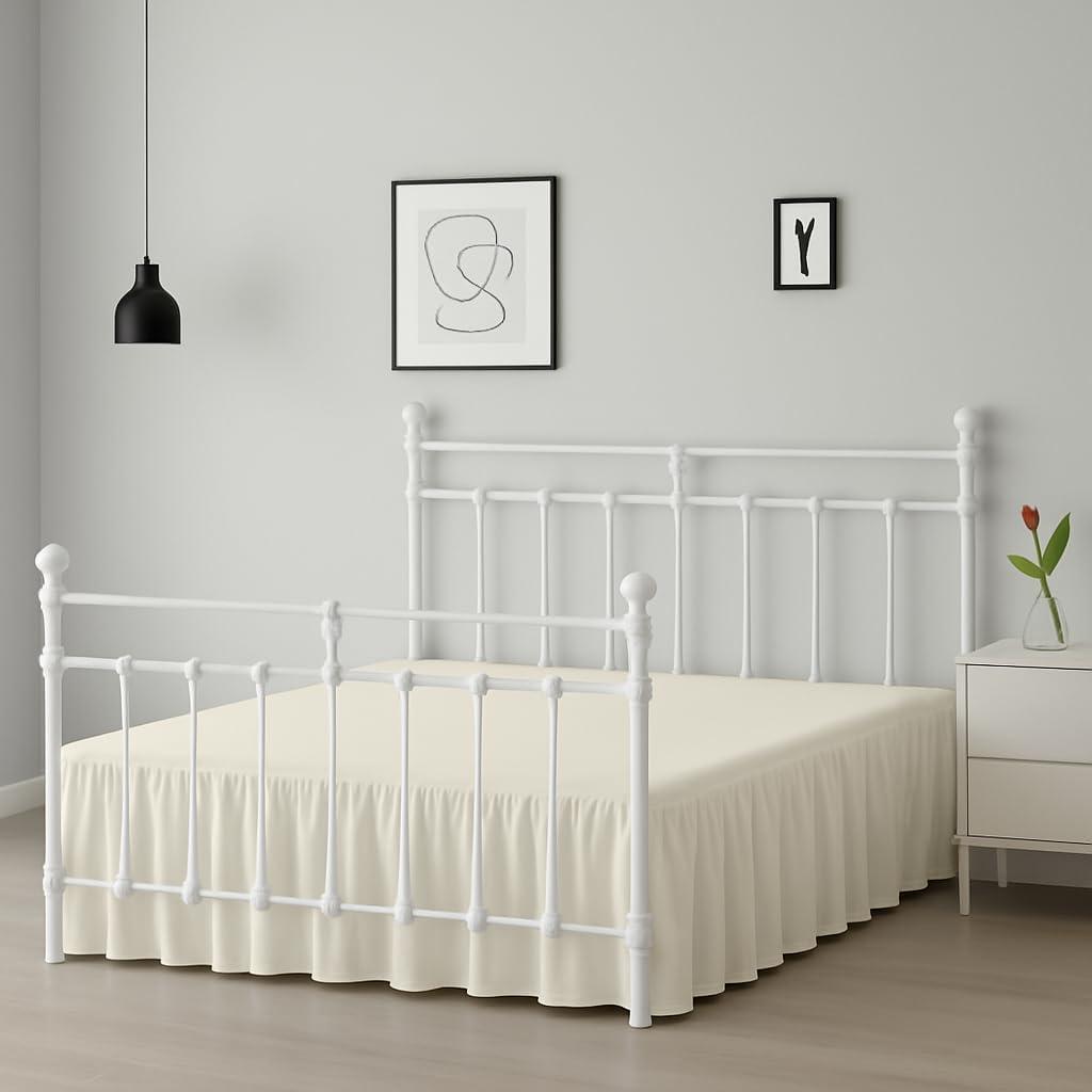 Ruffled Bed Skirt Queen Size, Ivory, 18 Inch Drop with Split Corners and Platform, Queen Size Bed Skirt with Ruffles, Lightweight 100% Microfiber, Wrinkle Resistant, Hotel Quality Dust Ruffle