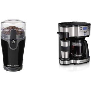 Hamilton Beach Fresh Grind 4.5oz Electric Coffee Grinder for Beans, Spices and More, Stainless Steel & 2-Way Brewer Coffee Maker, Single-Serve and 12-Cup Pot, Stainless Steel Hamilton Beach Fresh Grind 4.5oz Electric Coffee Grinder for Beans, Spices and More, Stainless Steel & 2-Way Brewer Coffee Maker, Single-Serve and 12-Cup Pot, Stainless Steel