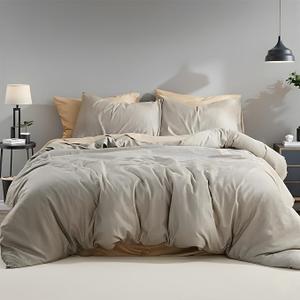 Comforter Set Twin Size – Grey, Linen-Like Texture, Super Soft & Breathable Lightweight Bedding Set, 3-Piece Durable Percale Comforter for All Seasons