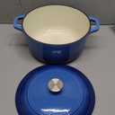 Mueller 6qt Enameled Cast Iron Dutch Oven, Heavy-Duty Casserole and Braiser Pan with Lid and Knob, Safe for All Cooktops, Aqua Blue