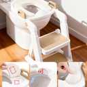 Potty Training Seat, Primlect Upgrade Toddler Toilet Seat for Kids Boys Girls, 2 in 1 Potty Training Toilet with Step Stool, Adjustable Seat and Ladder, Non-Slip Pad, Splash Guard (M-Brown)