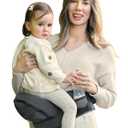 Baby Hip Seat Carrier, GROWNSY Ergonomic Hip Seat Baby Carrier with Multiple Pockets, Adjustable Extended Waistband for Newborns & Toddlers up to 50 lbs, Grey
