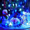 Brightown C9 LED Christmas Lights Outdoor, 66 ft 100 LED Strawberry String Lights, Waterproof Commercial Grade Extendable for Outside Roofline Patio Home Xmas Decoration, Blue and White