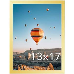  JCJMY 13x17 Picture Frame Gold for Wall Hanging, Wall Mounting Horizontally or Vertically, 13 x 17 Wall Gallery Poster Photo Frame with Shatter Resistant Plexiglass, Gold