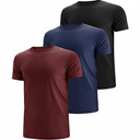 Men's Dry Fit Moisture Wicking 3 Pack Tech Performance Mesh Quick Dry Active Athletic Crew T Shirts, color Red, Black, Blue, Size 4XL