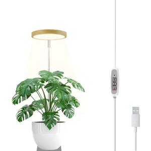 Basic Desktop LED Plant Grow Light, Full Spectrum, 4-Level Dimmable Brightness, Auto Timer, Height Adjustable 6.124.5 inches, Ideal for Indoor Plants, Seedlings, Succulents & Hydroponics Growing