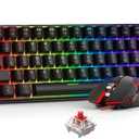 BlueFinger 60% Mechanical Gaming Keyboard and Mouse Combo - RGB Rainbow Backlit 61 Keys Red Switch Keyboard & 4 DPI LED Gaming Mouse, USB Wired Set for PC Laptop Xbox PS4 PS5, Black