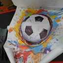 Yanertds 3Pcs Soccer Poster Wall Art Colorful Graffiti Sports Painting Picture Wall Decor Modern Football Athlete Silhouette Canvas Print Artwork for Nursery Boys' Room Bedroom Study Home Decoration (24"L x 16"W)