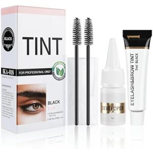 Lash Color Kit, Professional Black Color Set for Lashes and Brows, Natural Ingredients Long Lasting Safe & Easy to Use 7ml (Black)