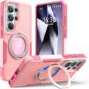 for Samsung Galaxy S26 Ultra case with Stand, 7X Military-Grade Drop Protection, Shock-Absorbing Phone Rugged Cover, Compatible with MagSafe Accessories,360 Magnetic Stand, LightPink