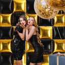 TONIFUL Square Foil Balloon Wall 30pcs Gold and Black Double Sided Mylar Square Balloon Garland Kit Balloons Background Arch for Graduation Anniversary Birthday New Years Decorations