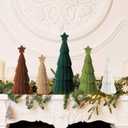 Bucherry 5 Pcs Neutral Christmas Velvet Trees Set 3 Sizes 11 Inch Modern Velvet Cones Trees Decoration Christmas Tabletop Centerpieces for DIY Xmas Holiday Decor(Brown, White, Green)