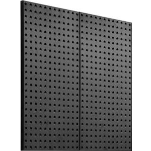 VEVOR Metal Pegboard Panels, 32" x 16" Pegboard, 2 Panels, Heavy Duty Steel Peg Board Wall Organizer, for Living Room Garage Tool Storage Workbench Office Organization Craft Room Kitchen Home, Black