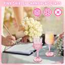 12PCS Plastic Glasses Pink, Reusable Glasses, White Goblet Glass, Sturdy Glasses Cups for Wedding Celebration Birthday Party Tasting New Years Eve Party Supplies