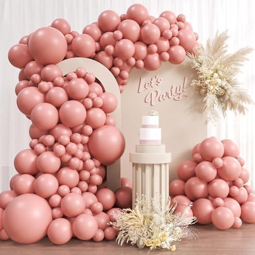 Awenztech 110pcs Dusty Pink Balloons, 18 12 10 5 inch Dusty Rose Balloons Different Sizes Pink Balloon Arch Kit for Wedding Bridal Gender Reveal Boho Baby Shower Birthday Party Decorations