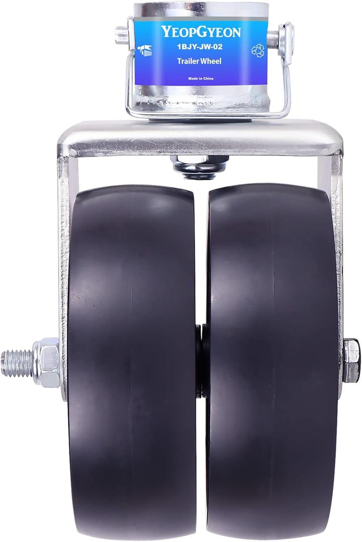 Trailer Jack Wheel with Pin - 6" Dual Wheel Jack Caster Wheel Capacity 2000lbs fits Any Jack Better Soft Ground Roll Trailer Parts