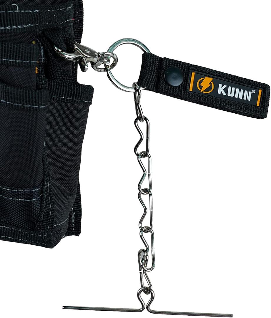 KUNN Electrical Tape Holder, Dual-Use Thong, Enhanced Fast Holder Chain for Tool Belt With Keyring, Snap Loop and Button