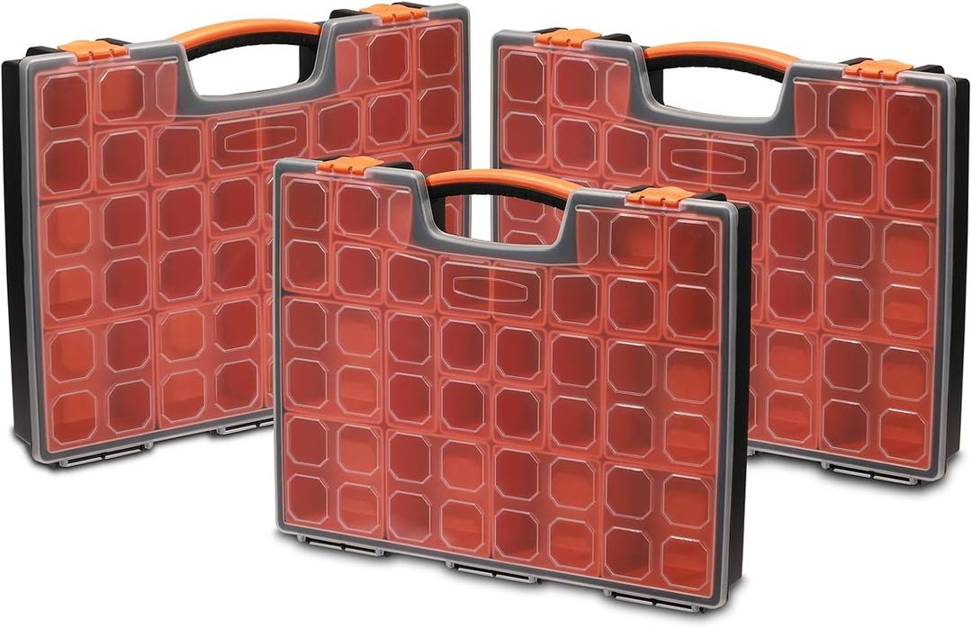 EMENTOL 3PCS Multi-Purpose Portable Organizer Box Set with 72-Removable Compartments, 3 Pieces Professional Boxes with Dimension 16.2"L*13"W*2.3"H