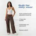 Common Stitch 3 Pack Wide Leg Cargo Fleece Sweatpants for Women — 4 Pockets, Relaxed Fit, Elastic Drawstring Waist
