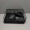 Dish Drying Rack - Extendable Dish Rack, Large Sink Drying Dish Drainer for Kitchen Counter, Stainless Steel Dish Strainer with Utensil Holder (Black)