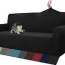 ZNSAYOTX 1 Piece Jacquard Couch Covers for 3 Cushion Couch High Stretch Sofa Cover for Pets Dogs Anti Slip Extra Large Sofa Slipcovers Furniture Protector (XL Sofa, Black)