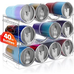 Large Compartment Water Bottle Organizer Rack,3 Pack Stackable Tumbler Storage for Kitchen Fridge Cabinet Organization and Storage /Drink/Water Bottle Storage Organizer