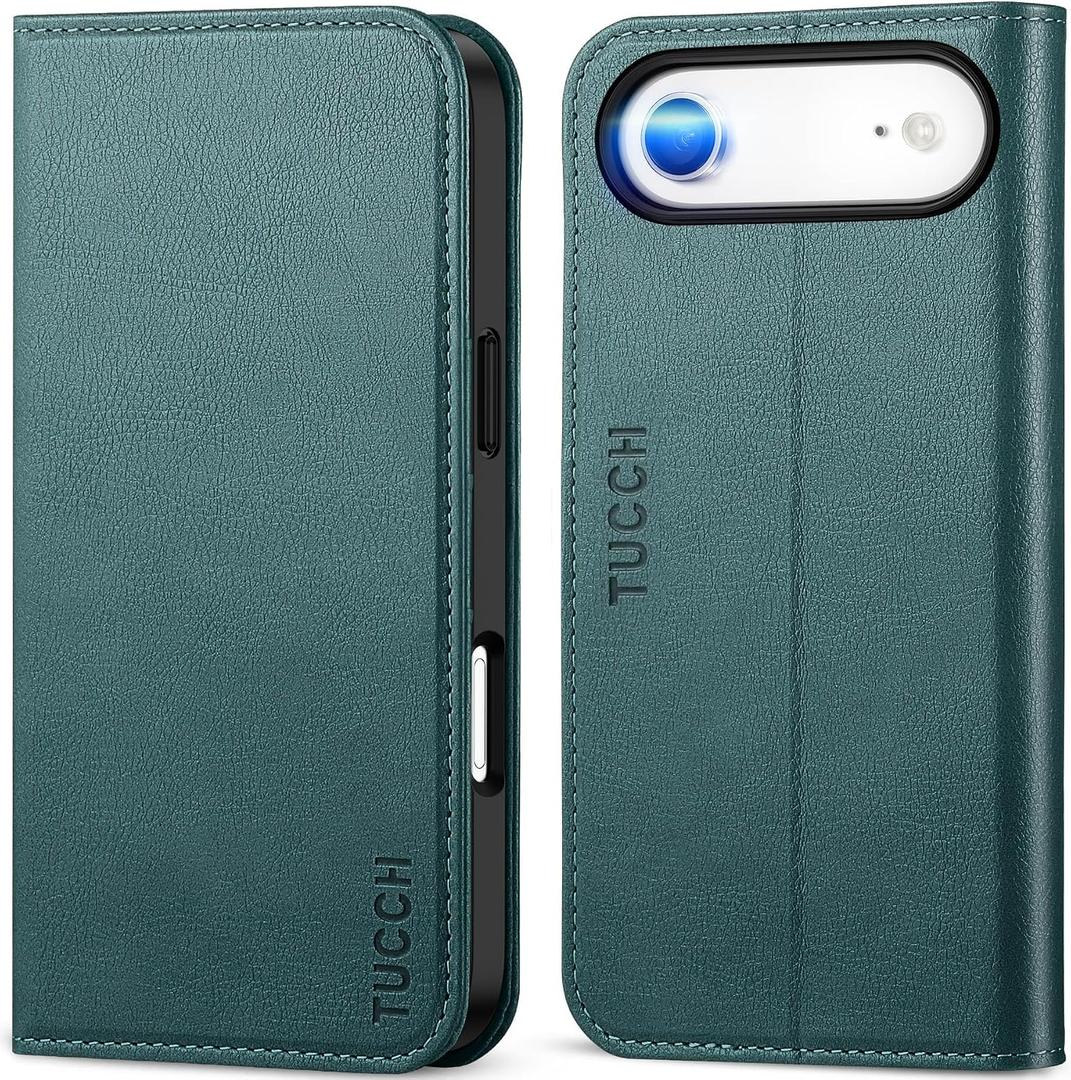 TUCCH Wallet Case for iPhone Air (6.5-Inch) 2025, 3 Credit Card Slot | RFID Blocking | Stand | PU Leather | Shockproof TPU Interior Shell | Protective Flip Folio Cover | Teal Blue