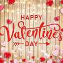 Happy Valentine's Day Backdrop Red Pink Love Hearts Rustic Wood Photography Background for Valentine's Day Party Decoration Photo Booth Props Romantic Event Supplies 8x6FT