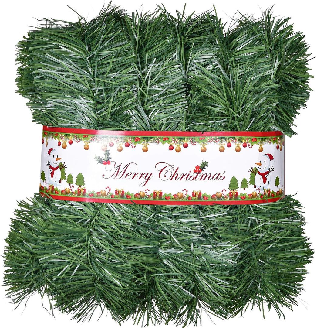 50 Ft Christmas Garland, Artificial Pine Garland Holiday Decor for Outdoor or Indoor Home Garden Artificial Green Greenery, or Fireplaces Holiday Party Decorations