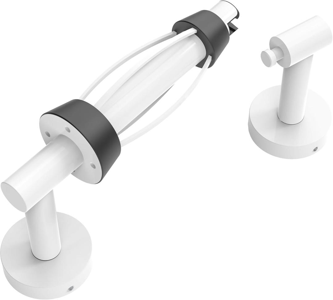 Toilet Paper Holder Wall Mount, Single Hand Operable Easy Tear Bathroom Toilet Paper Holder SUS 304 Stainless Steel, Double Post Pivoting Toilet Paper Roll Holder (White)