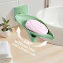 Leaf-Shaped Wall-Mounted Soap Holder with 3 Adjustable Drainage Positions & 180 Rotating Tray  Heavy-Duty Adhesive Backing, Space-Saving Soap Holder for Showers, Sinks, Green