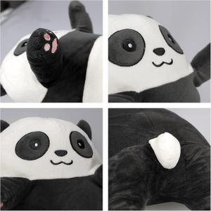 Cute Panda Plush Long Body Pillow Cuddle Cartoon Stuffed Animals Panda Plushie Soft Doll Pillows Gifts for Kids Girls Grey White