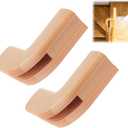 CroBlissful 2 Pcs 7211 Style Wooden Stair Handrail Fittings, Solid Red Oak Level Quarter Turn for 6210 Profile Handrails, Unfinished Wood Staircase Railing Components Stair Remodel