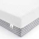 Dourxi Crib Mattress, Dual Sided Comfort Memory Foam Toddler Bed Mattress, Triple-Layer Breathable Premium Baby Mattress for Infant and Toddler w/Removable Outer Cover - White&Grey