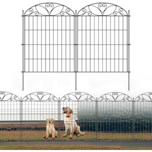 5 Panels No Dig Decorative Outdoor Garden Fence, 40 in(H) X 11.8 ft(L) Animal Barrier Fencing, Rustproof Portable Fence, Temporary Dog Fence Outdoor for Yard, Outside, Backyard, Patio