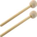 2 Pcs Drum Mallet 13.22 Inches Length, Wool Felt Drum Stick, Anti-slip Bass Percussion Sticks, Instrument Band Accessory Part for Drums Snare Drums, Beige